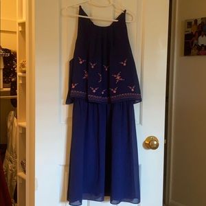 Blue crepe, lined dress